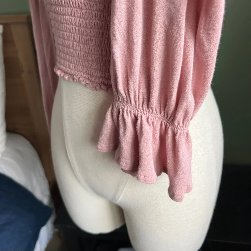 Urban Outfitters Pink Long Sleeve Cross Front Crop Top